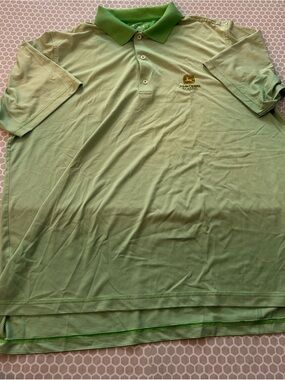 John Deere Bright Green Polo Collar Shirt. Size XL
